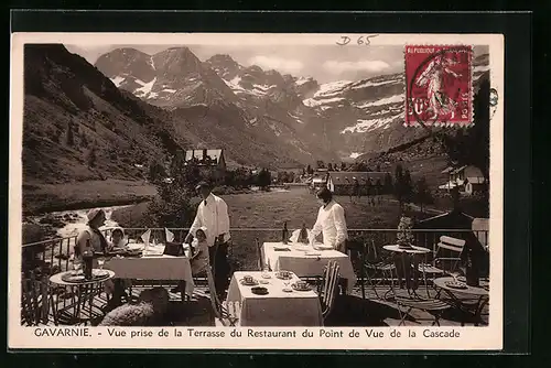 AK Gavarnie, Vue prise de la Terrasse du Restaurant du Pont de Vue de la Cascade