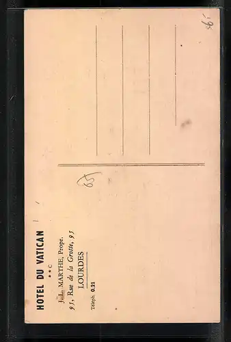 AK Lourdes, Grand Hotel du Vatican, 95 Rue de la Grotte