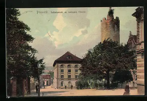 AK Pössneck, Schleizerstr. mit weissem Turm