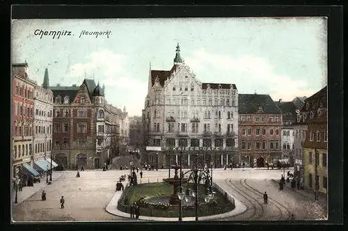 AK Chemnitz, Partie am Neumarkt, Kaiser-Café