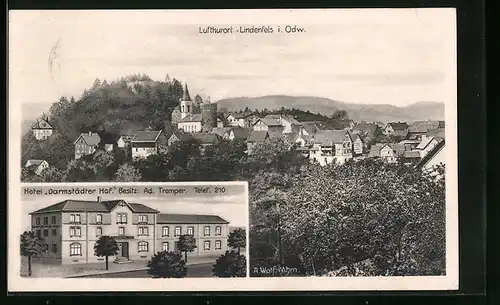 AK Lindenfels i. Odw., Hotel Darmstädter Hof, Teilansicht