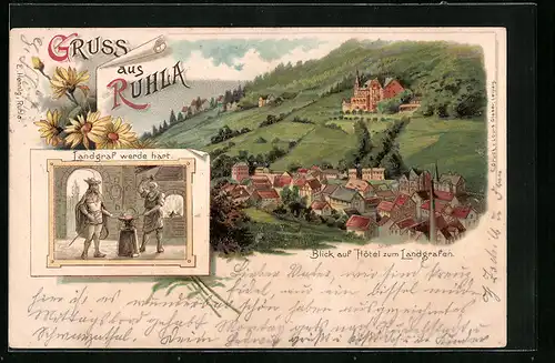 Lithographie Ruhla, Blick auf Hotel zum Landgrafen