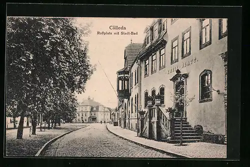 AK Cölleda, Rossplatz mit Stadt-Bad