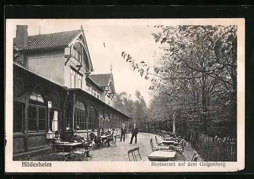 AK Hildesheim, Restaurant auf dem Galgenberg - Terrassenansicht