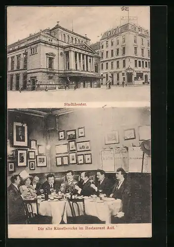 AK Hamburg-Neustadt, Stadttheater, Hotel und Restaurant Aue in der Dammtorstrasse 29-Künstlerecke