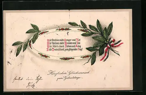 AK Geburtstagsglückwunsch mit nationalistischem Spruch