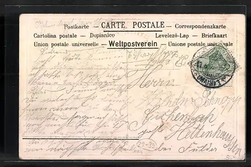 Duft-AK Segelschiffe auf See, Rosenzweig mit Duft