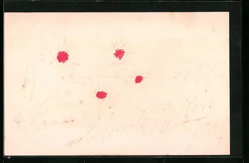 Papierkunst-AK Schriftzug und Jahreszahl 1900, Blumen