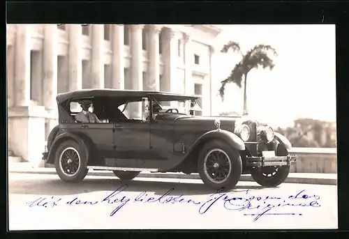 AK Fahrer in Automobil mit Palmenmotiv