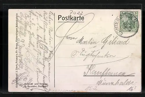 AK Echterdingen, Zeppelin mit Gedenkstein