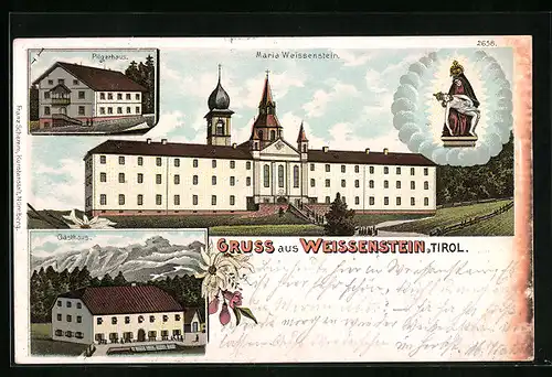 Lithographie Weissenstein, Pilgerhaus mit Gasthaus