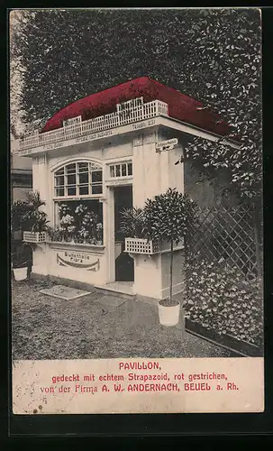 AK Beuel a. Rh., Pavillon gedeckt mit Strapazoid der Firma A. W. Andernach