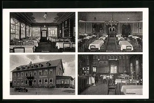 AK Reitzenhain i. Erzgeb., Gasthof Reitzenhain, Innenansichten Veranda und Ballsaal