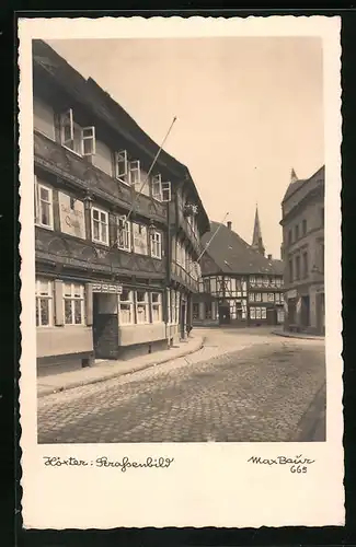Foto-AK Max Baur: Höxter, Strassenpartie am Gasthof zur guten Quelle