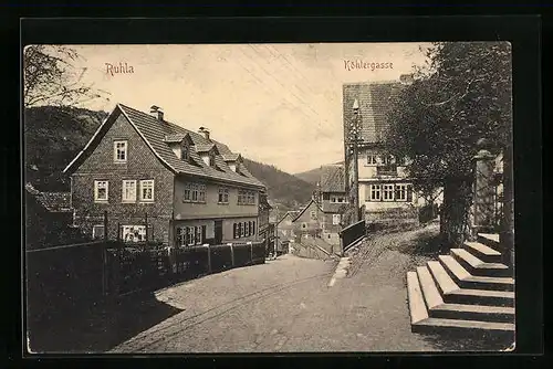 AK Ruhla, Strassenpartie in der Köhlergasse