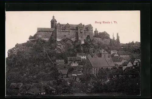 Relief-AK Ranis i. Thür., Ansicht der Burganlage