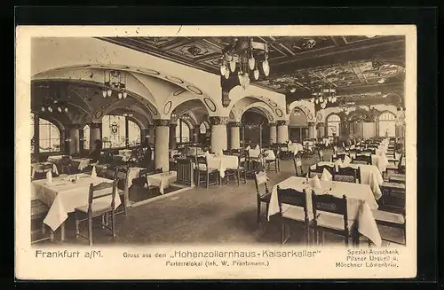 AK Frankfurt am M., Restaurant Hohenzollernhaus-Kaiserkeller, Innenansicht des Parterrekokals