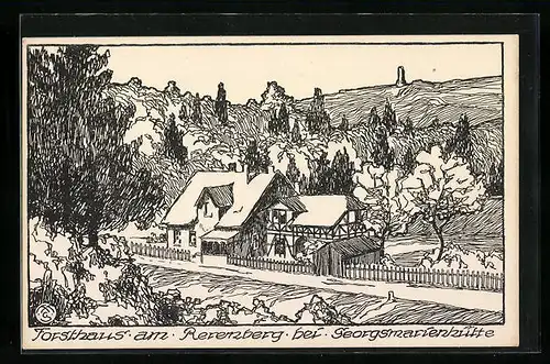 Künstler-AK Georgsmarienhütte /Teutoburger Walde, Forsthaus am Reremberg