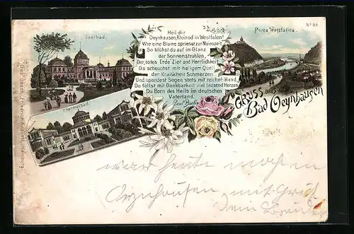 Lithographie Bad Oeynhausen, Porta Westfalica, Soolbad, Thermalbad