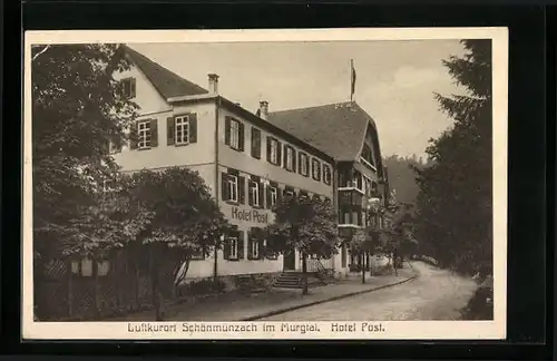 AK Schönmünzach /Murgtal, Hotel Post mit Strasse