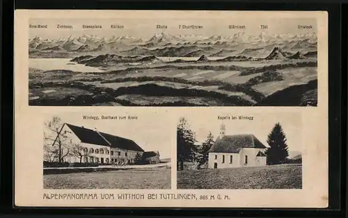 AK Witthoh, Gasthaus zum Kranz, Kapelle, Alpenpanorama