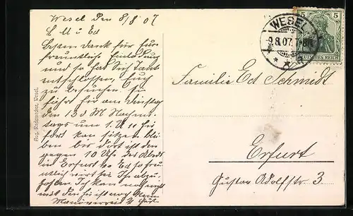 AK Wesel a. Rh., Passanten am kaiserl. Postamt