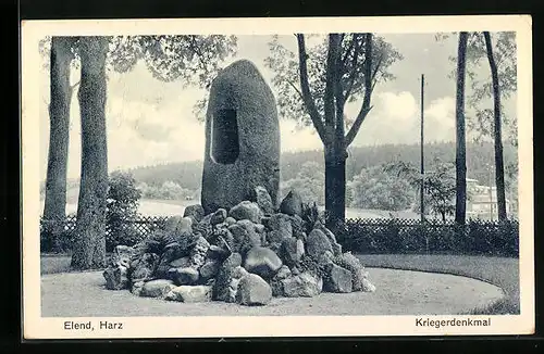 AK Elend im Harz, Ansicht des Kriegerdenkmals