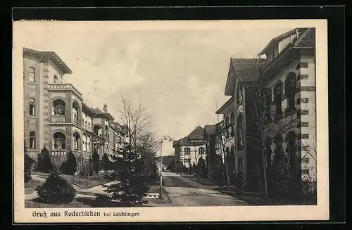 AK Roderbirken, Ortspartie mit alten Villen