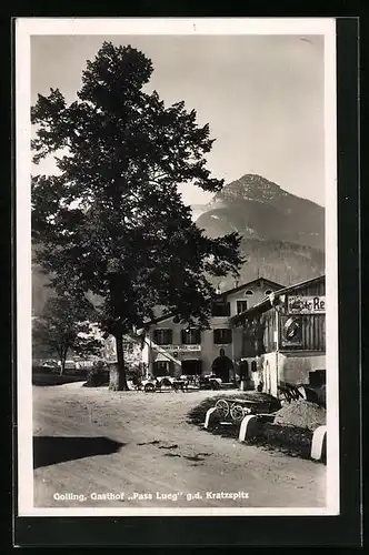 AK Golling, Gasthof Pass Lueg gegen d. Kratzspitz