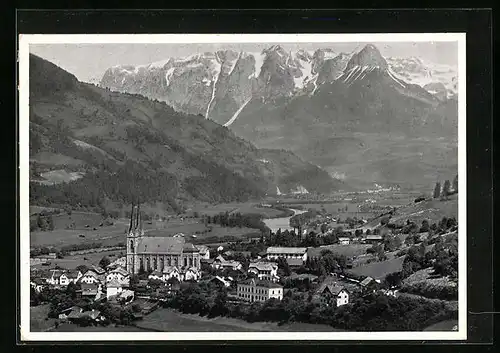 AK St. Johann im Pongau, Totalansicht gegen das Gebirge