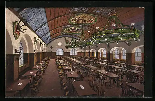 AK Salzburg, Gasthaus Stieglkeller in der Festungsgasse, Grosser Saal, Innenansicht