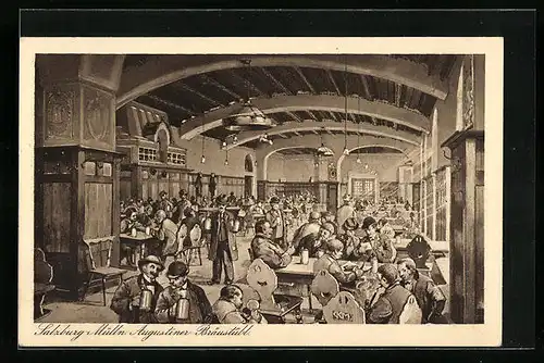 AK Salzburg-Mülln, Augustiner-Bräustübl, Innenansicht