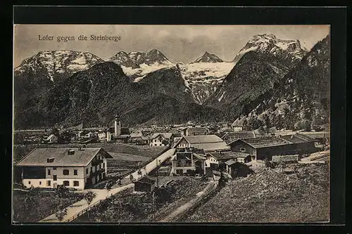 AK Lofer, Teilansicht mit Bergen