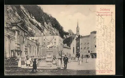 AK Salzburg, Pferdeschwemme und Mönchsbergaufzug