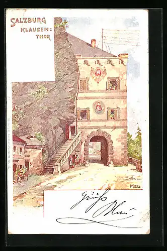 Künstler-AK Salzburg, Partie am Klausenthor