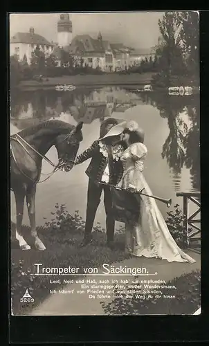 Foto-AK Photochemie Berlin Nr. 5269: Trompeter von Säckingen, leidenschaftlicher Kuss zwischen dem Liebespaar