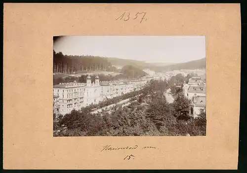 Fotografie Brück & Sohn Meissen, Ansicht Marienbad, Kaiserstrasse mit Wohnhäusern