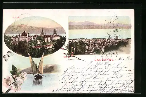 AK Lausanne, Teilansicht mit Kathedrale, Stadtansicht