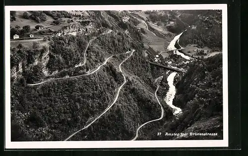 AK Amsteg, Luftbild mit Bristenstrasse