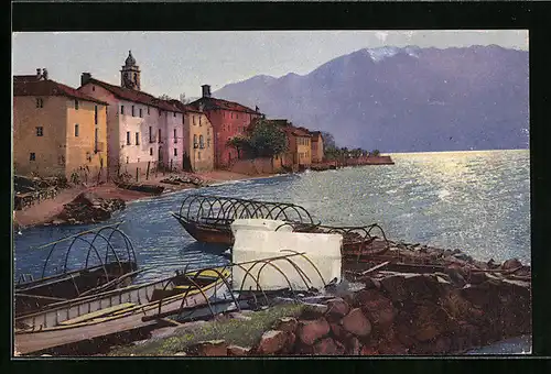 AK Ranzo, Ortspartie am Lago Maggiore