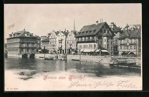 AK Zürich, Stadtpartie am Ufer