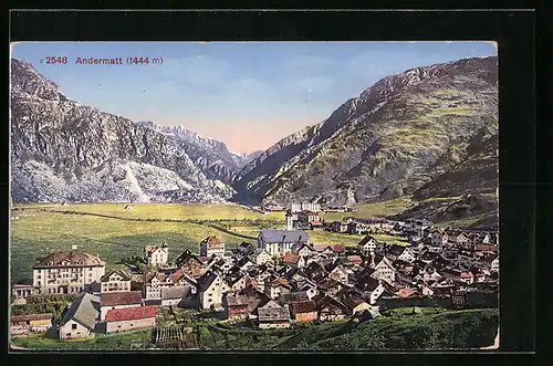 AK Andermatt, Gesamtansicht vom Berg aus
