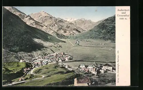 AK Andermatt, Ortspanorama mit Ursernthal