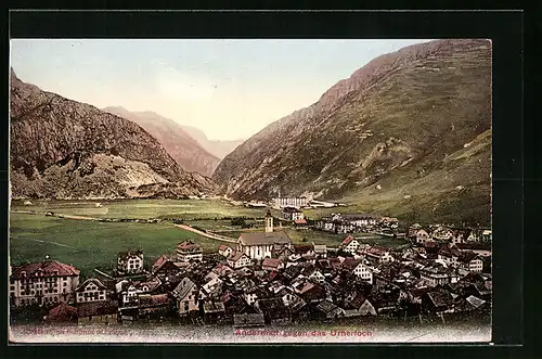 AK Andermatt, Ortspanorama gegen das Urnerloch