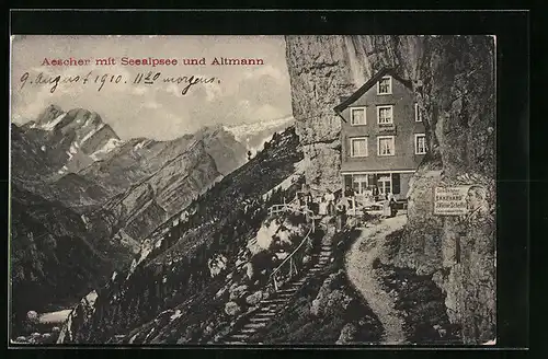 AK Wasserauen, Berggasthaus Aescher mit Seealpsee