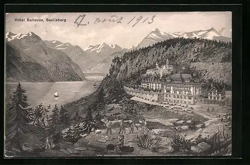 AK Seelisberg, Blick auf das Hotel Bellevue