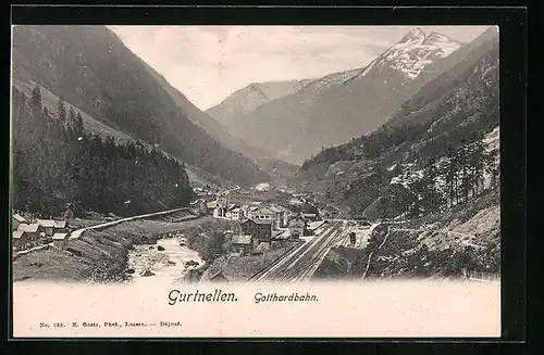 AK Gurtnellen, Panorama mit Bahnhof