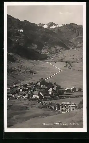 AK Andermatt, Panorama gegen die Furka