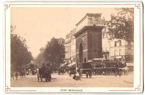 Fotografie Albert Houtecoeur, Ansicht Paris, Belebte Strasse mit Kutschen, Instantane, 1882