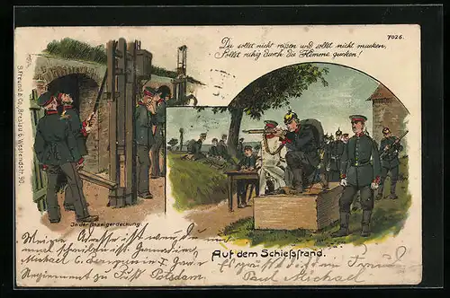 AK Deutsche Infanterie auf dem Schiessstand und in der Anzeigerdeckung